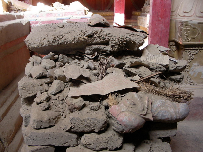 The remains from the destruction of the cultural revolution. Toling, Tibet.